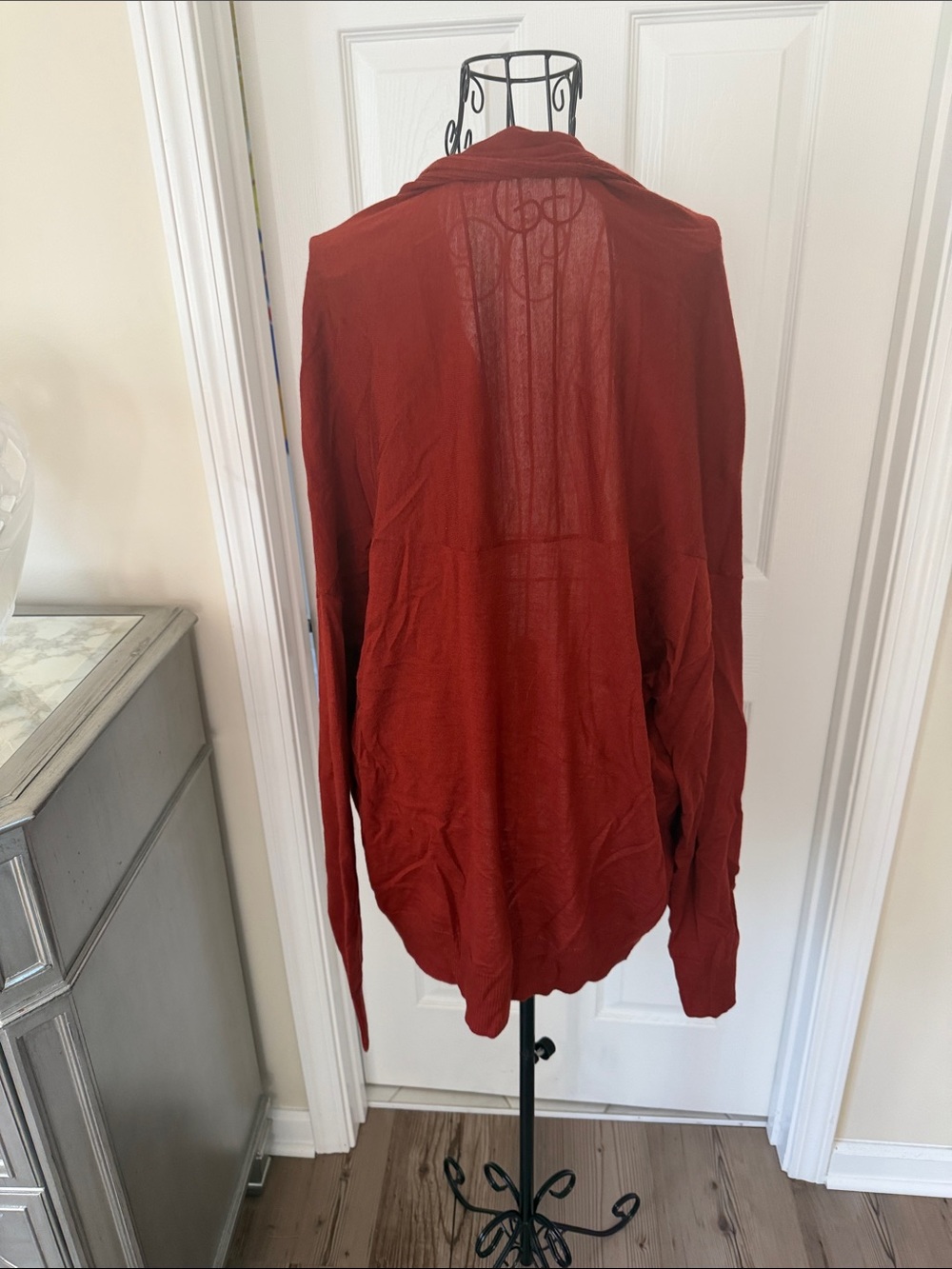 COS Open-Front Cardigan in Rust Red - Picture 3 of 6